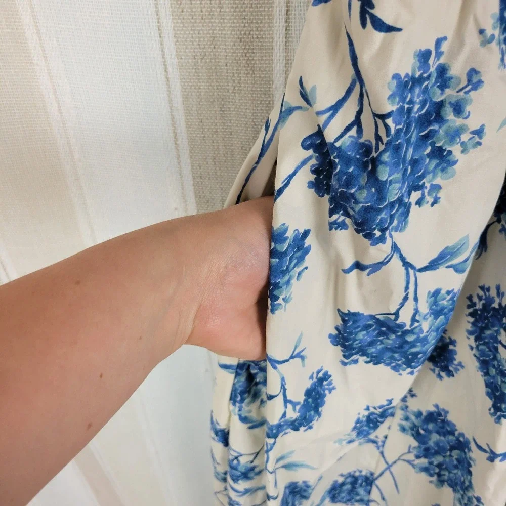 Abercrombie and Fitch Emerson Poplin Wide Strap Midi Dress Size Medium Floral
